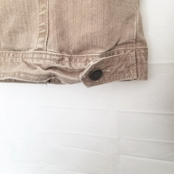 Girls GAP KIDS Youth L(10) Beige Tan Denim Button-Up Long Sleeve Jacket Pockets - Picture 6 of 13